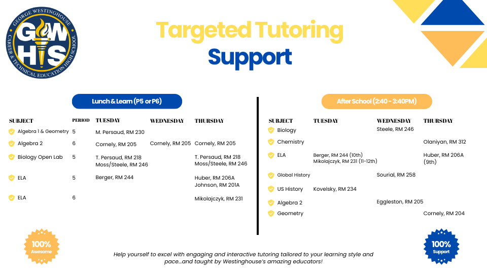 tutoring schedule flyer